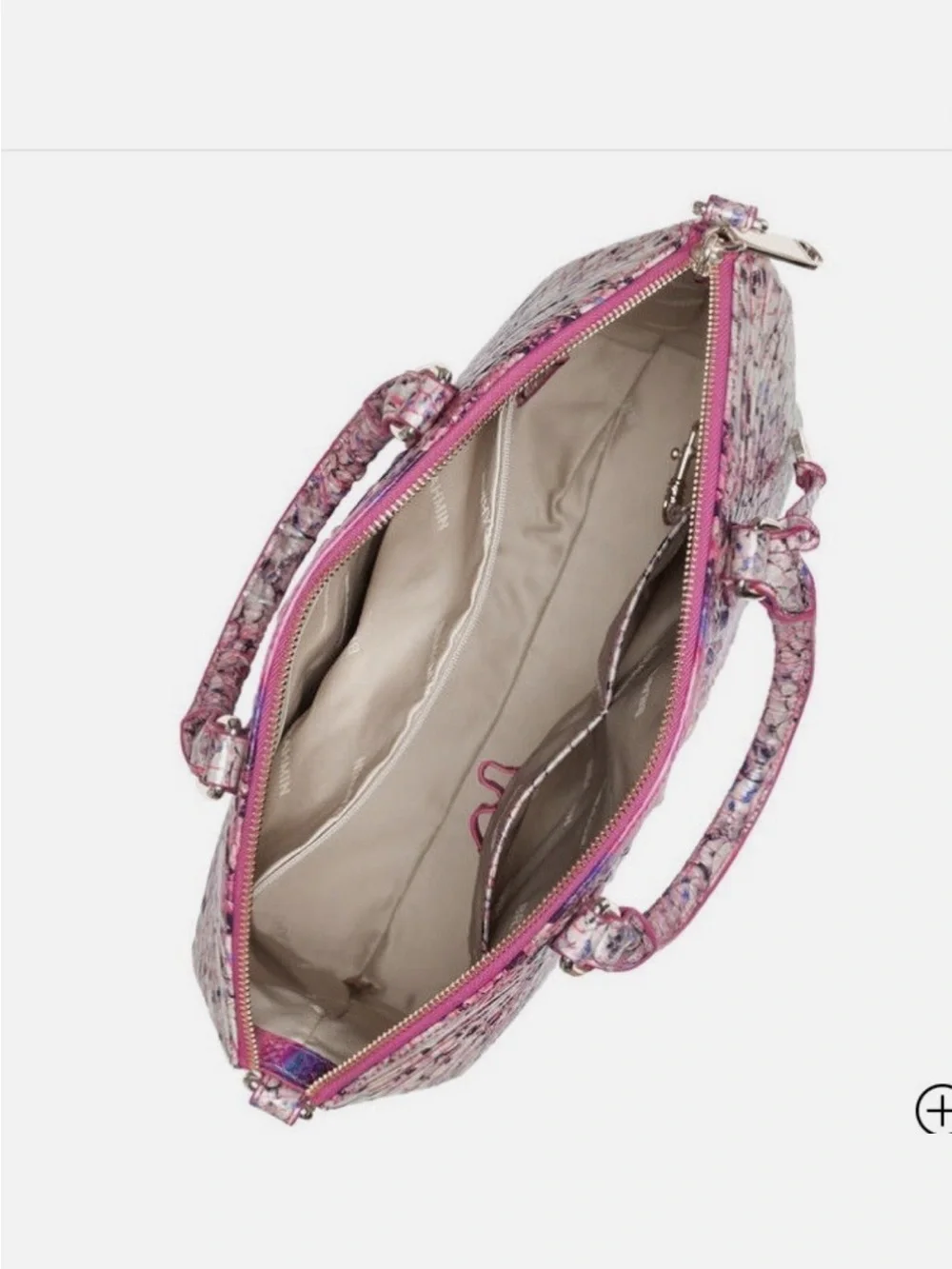 Brahmin Pink Cobra-Print Satchel with Neutral Accents - Picture 3 of 5